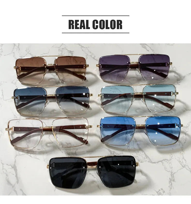 Square Sunglasses For Men Vacation Fashion Glasses Wooden Sunglasses Women Trendy Shades Vintage Gafas De Sol Hombre Zonnebril