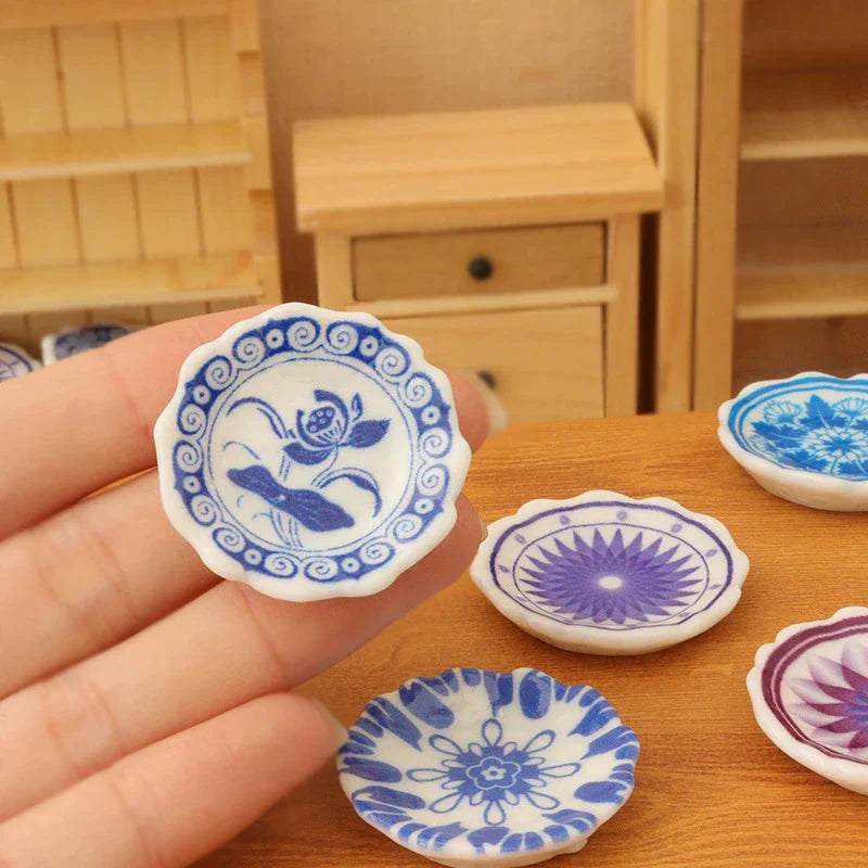 Doll Home Simulation Kitchen Tableware Accessories Dolls House Scene Decor Toy 1:12 Dollhouse Miniature Dining Plates