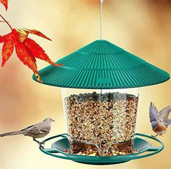 Outdoor Bird Feeding House Waterproof Gazebo Hanging Wild Bird Feeder Cage Outdoor Container With Hang Rope Bird Feeder Garden