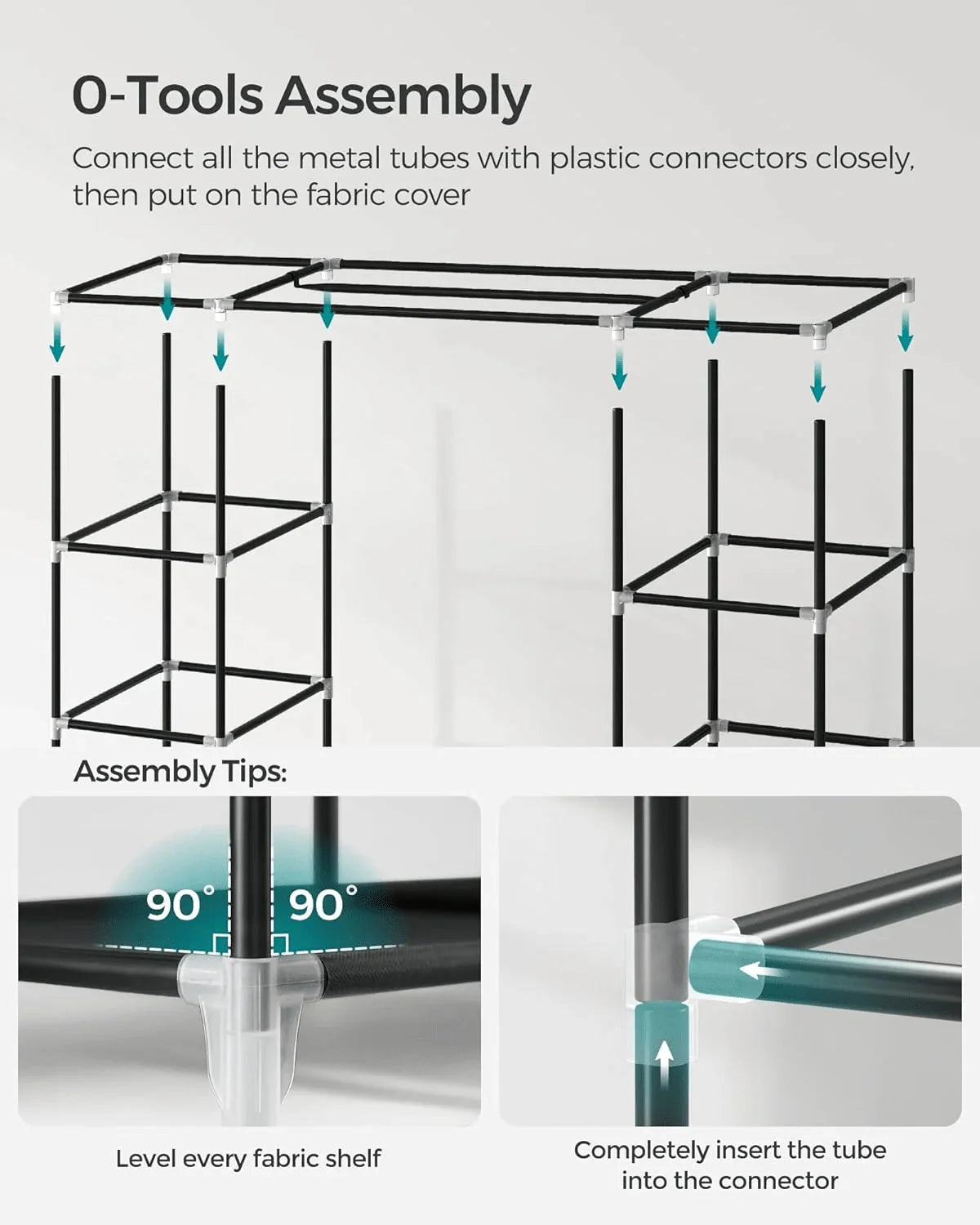 Efoee 69 Inch Wardrobe Organizer, Bedroom Portable Wardrobe, Clothes Rail With Non-Woven Cover, Clothes Storage Rack