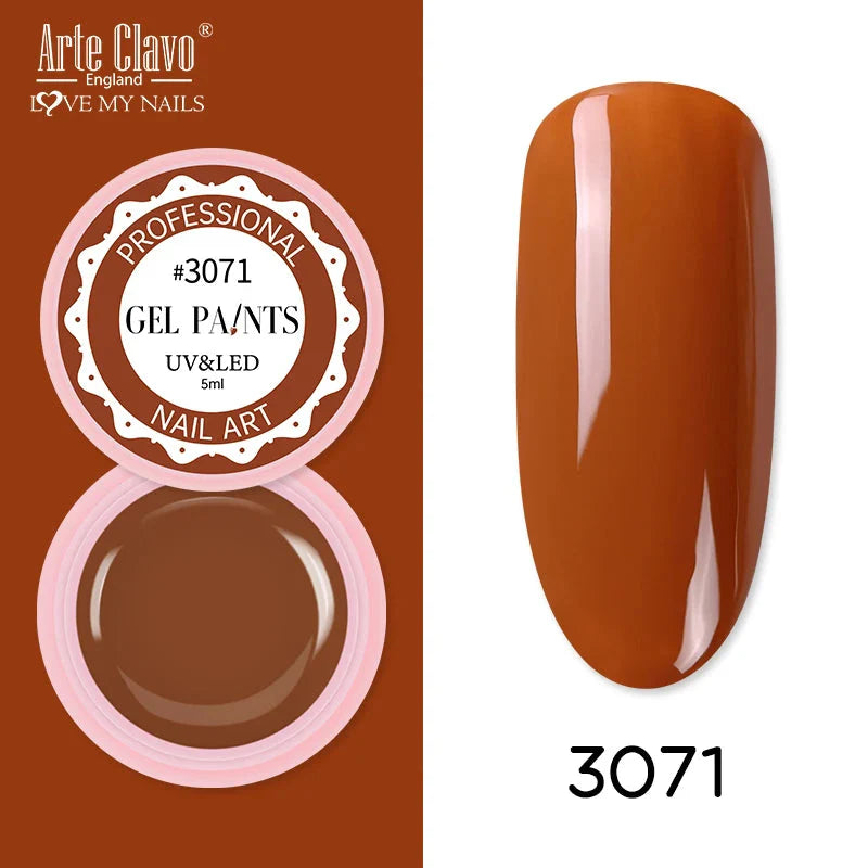 Arte Clavo Painting Gel 72 Colors 5ml Professional Nail Paint Color Gel Polish For Nail Art UV Gel Lacquer Gel Top Coat Manicure