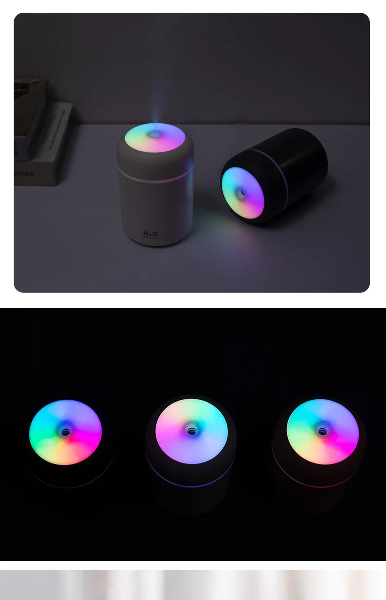Portable Mini Air Humidifier For Bedroom,Personal Desktop,Car With Colorful Mood Lighting 2 Mist Modes And Auto Shut-Off