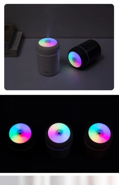 Portable Mini Air Humidifier For Bedroom,Personal Desktop,Car With Colorful Mood Lighting 2 Mist Modes And Auto Shut-Off