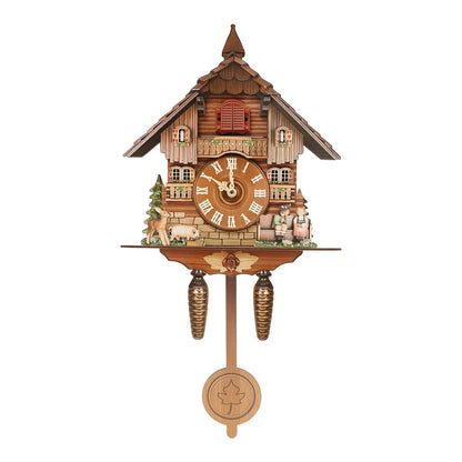 Nordic Style Designed Hanging Handmade Wood Cuckoo Clock w/ Chiming Bird 18"