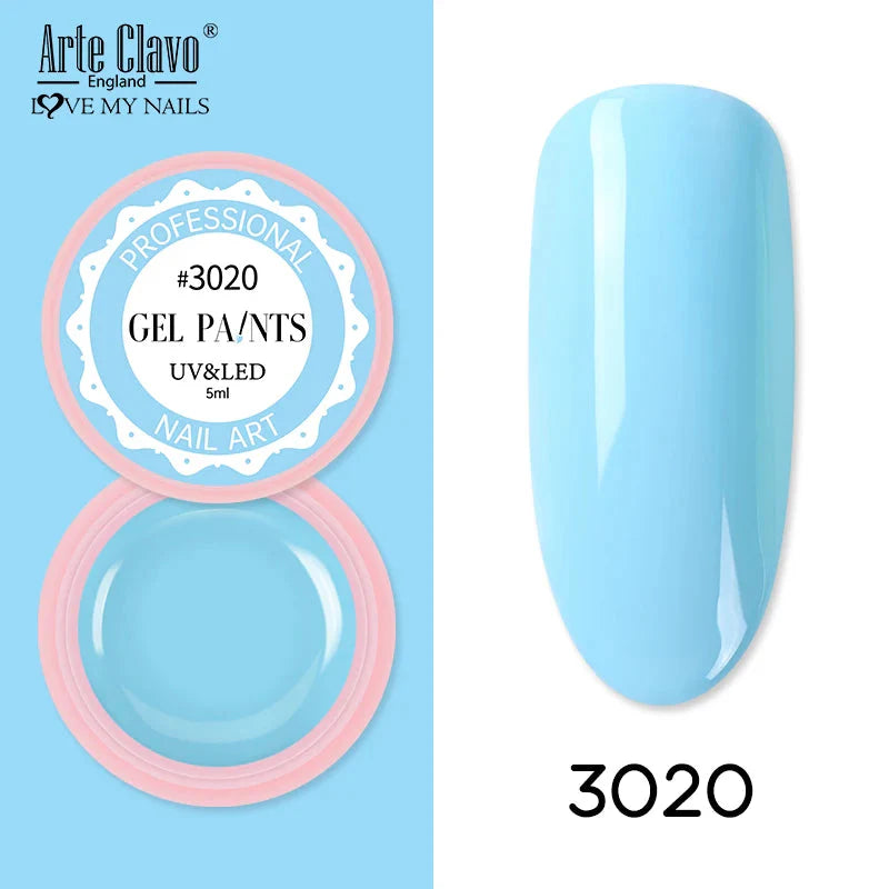 Arte Clavo Painting Gel 72 Colors 5ml Professional Nail Paint Color Gel Polish For Nail Art UV Gel Lacquer Gel Top Coat Manicure