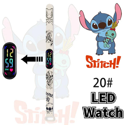 Disney Stitch Digital Kids' Watches Anime Figures LED Luminous Watch Touch Waterproof Electronic Sports Watch Kids Birthday Gift