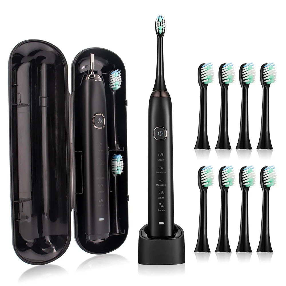 2026 NEW USB Rechargeable Electric Toothbrush Automatic Toothbrush for Adults with 5 Modes and 8 Replacement Brush Heads