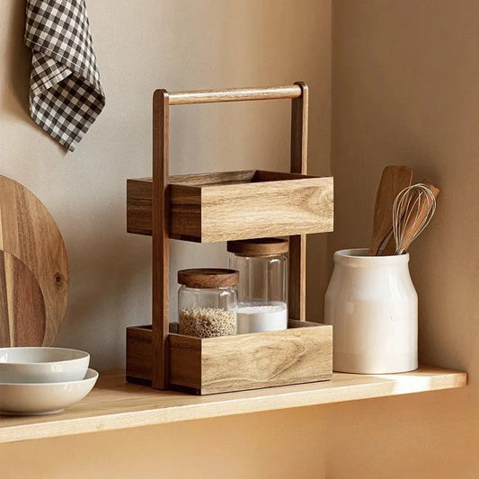 Solid Wood Multilayer Storage Shelf Living Room Floor Type Vegetable Snack Storage Shelf Large Capacity Simple Modern Home Decor