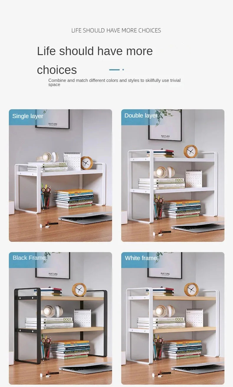 Shelf Desktop Storage  Bookshelf Student Desk Shelves Racks Office Computer Desk Tiered Cabinet Home Storage Holders Organizer