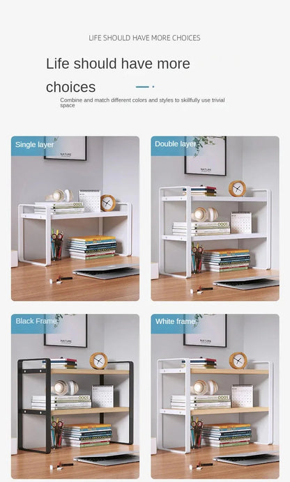 Shelf Desktop Storage  Bookshelf Student Desk Shelves Racks Office Computer Desk Tiered Cabinet Home Storage Holders Organizer