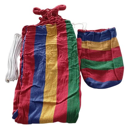 1-2 Person Cotton Rainbow Hanging Bed 264lbs Capacity Fabric Hammock with Tree Straps Portable for Outdoor Indoor with Carry Bag