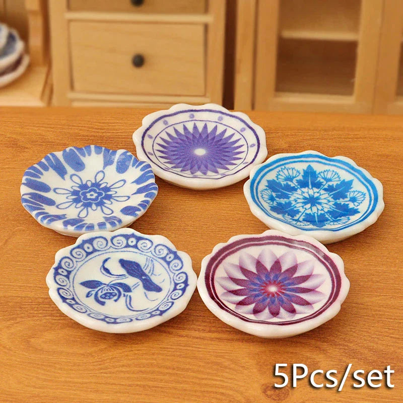 Doll Home Simulation Kitchen Tableware Accessories Dolls House Scene Decor Toy 1:12 Dollhouse Miniature Dining Plates