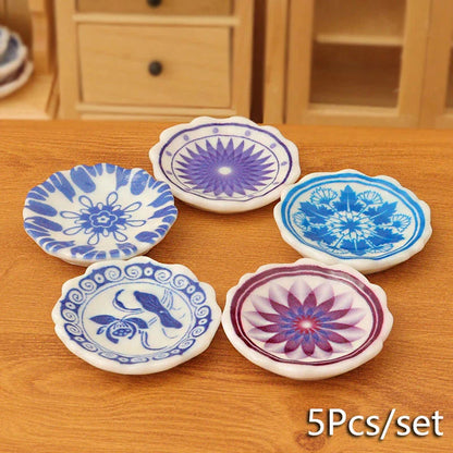 Doll Home Simulation Kitchen Tableware Accessories Dolls House Scene Decor Toy 1:12 Dollhouse Miniature Dining Plates