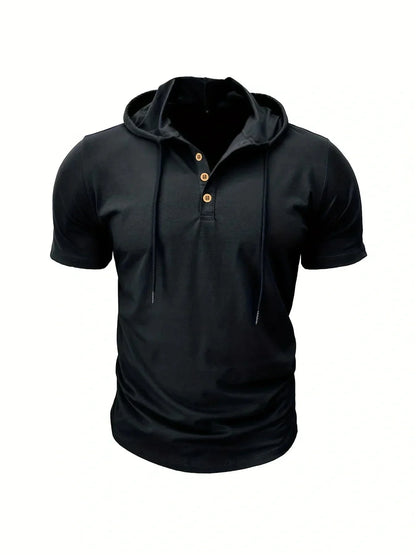 Men's T Shirt Summer Slim Fitness Hooded Short-Sleeved Tees Male Lightweight Hoodie Fitness Breathable Sports Tops