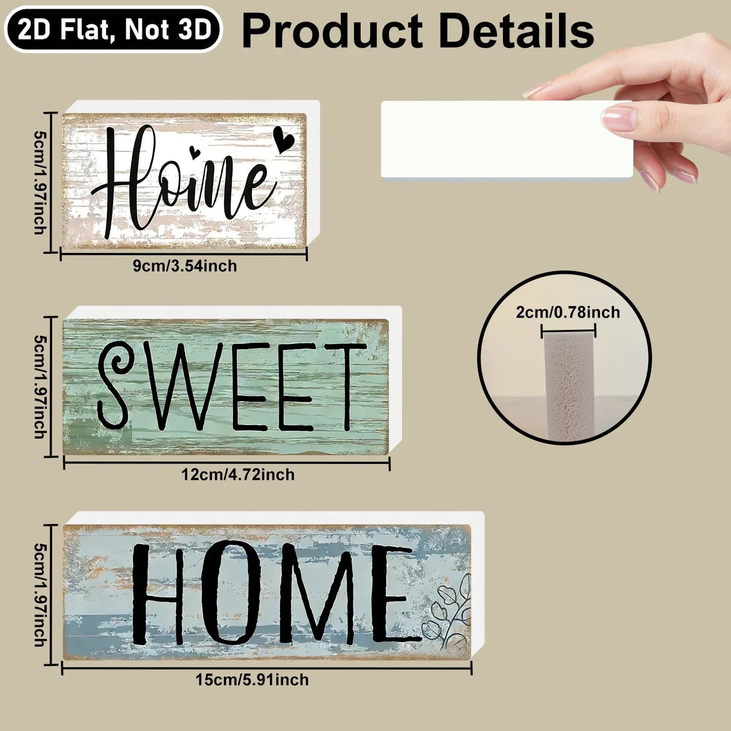 PVC Farmhouse Tabletop Plaques & Signs, Rustic Home Tiered Tray Decor, Table Ornament for Kitchen Shelf, Home Sweet Home Sign