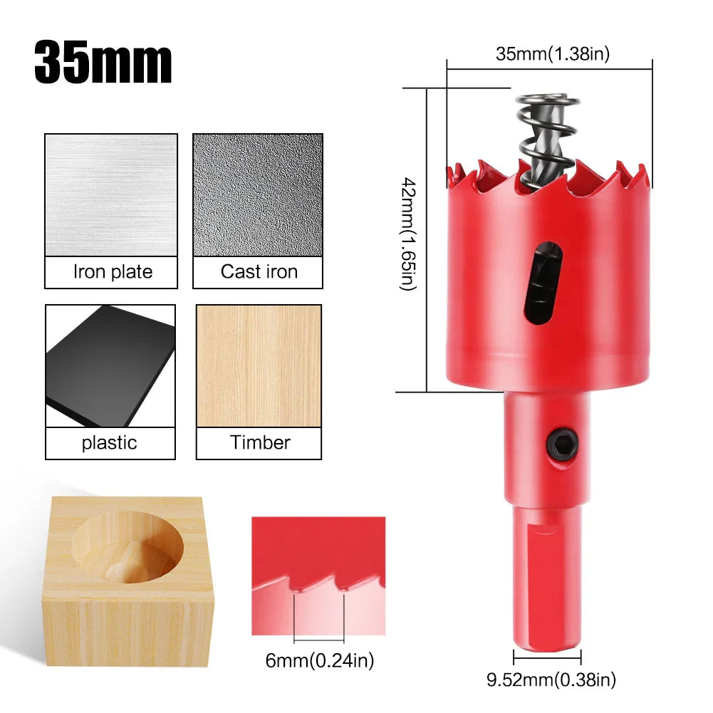 1pc 15-200mm M42 Bi-Metal Hole Saw HSS Drill Bit for Metal Iron Aluminum Stainless Plastic DIY Wood Cutter Tools