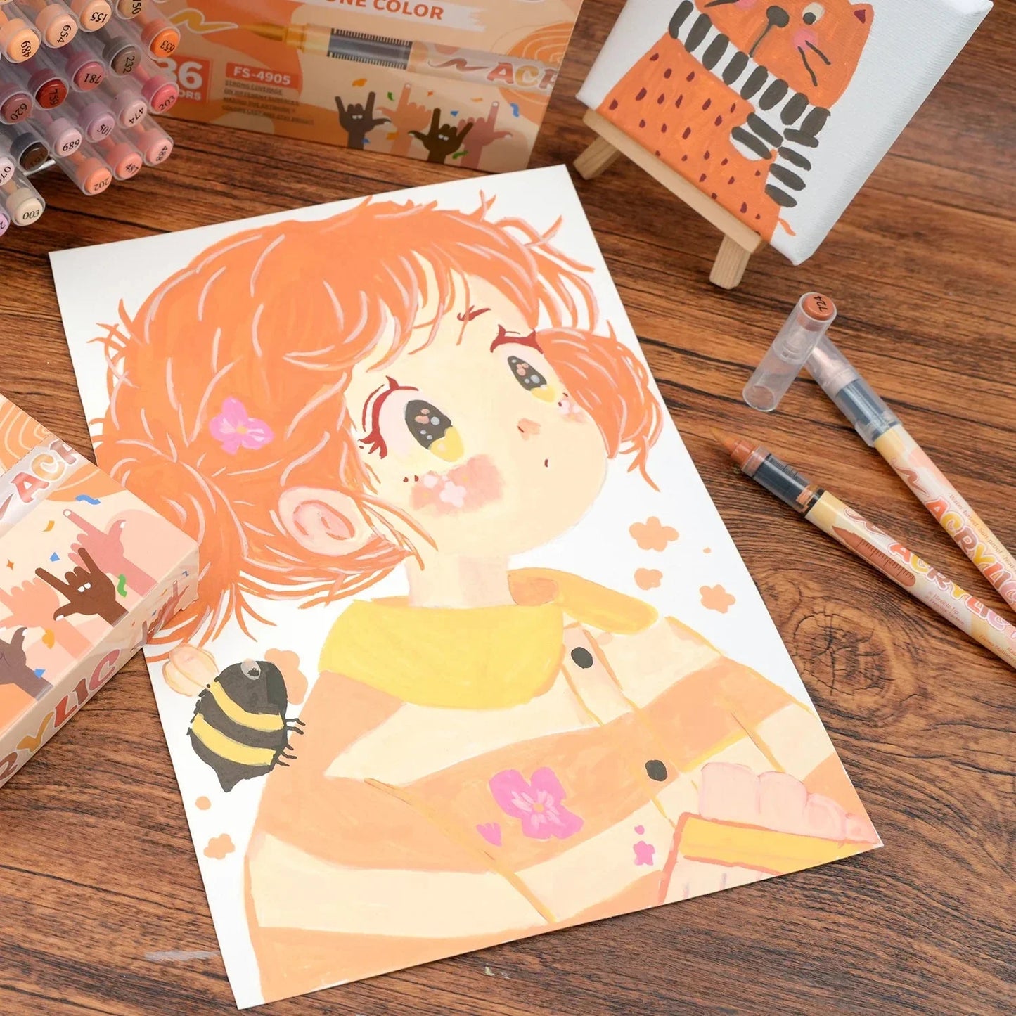 Skin Tones Art Markers,Soft Brush Tip Acrylic Paint Pens,Quick-Drying Waterproof for Sketching,Wood,Glass,Fabric,Rocks Painting