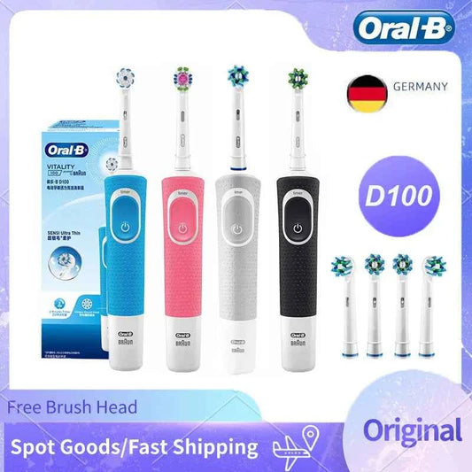 Oral B D100 2D Vitality Electric Toothbrush Timer 7600Rpm Cross Action Deep Cleaning and Whitening Teeth Tooth Brush