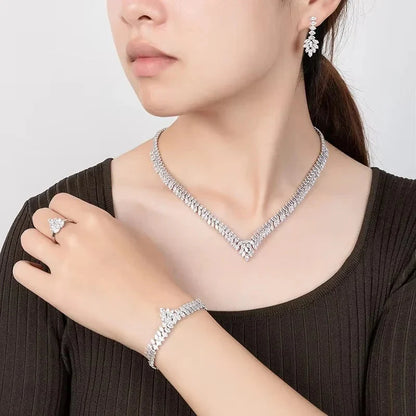 Jewelry Set HADIYANA Gorgeous Women Wedding Got Engaged Party Bridal Necklace Earrings Ring And Bracelet Set BN7840 Accessories