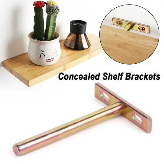 T Shape Metal Shelf Brackets Concealed Brackets Floating Hidden Wall Shelf Supports Screw Mounting Plate High Quality