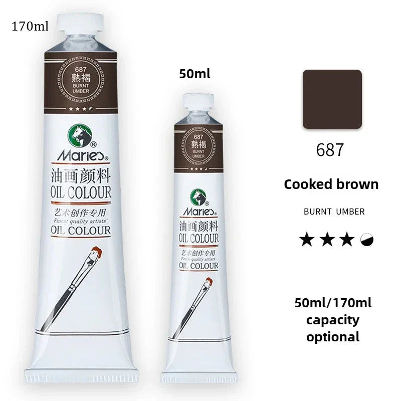 Marie's Oil Paint 170ML Oil Painting Art Creation Pigment Large Oil Paint Paint Single Commonly Used 24 Colors