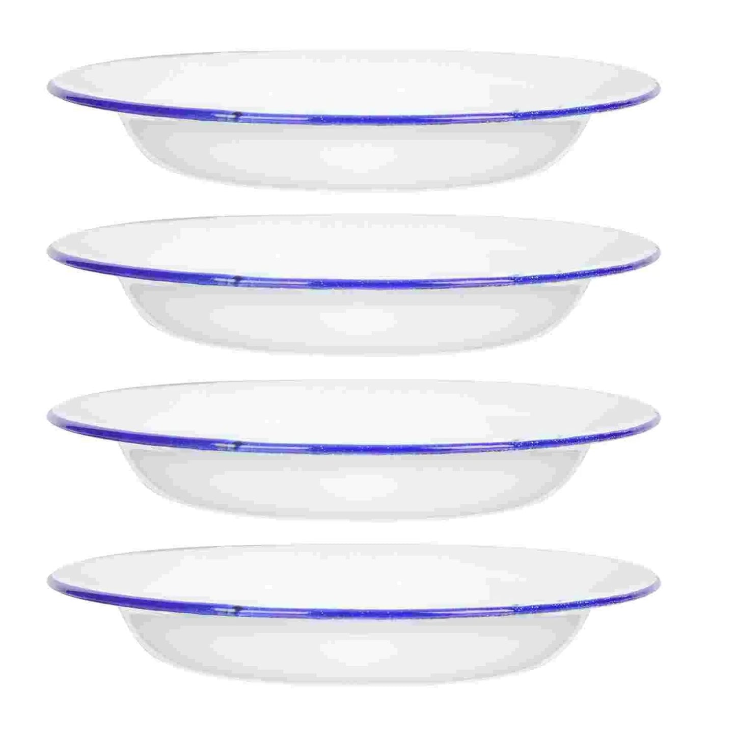 4 Pcs Serving Enamel Dish Set White Platters Enamelware Dishes Vegetarian Diet Dinner Plates