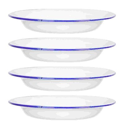 4 Pcs Serving Enamel Dish Set White Platters Enamelware Dishes Vegetarian Diet Dinner Plates