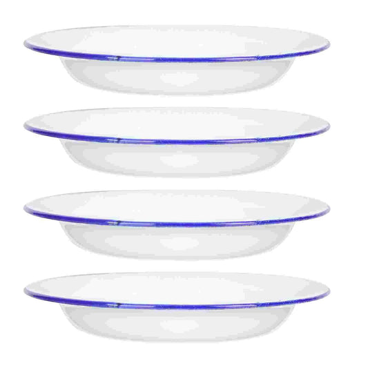 4 Pcs Serving Enamel Dish Set White Platters Enamelware Dishes Vegetarian Diet Dinner Plates