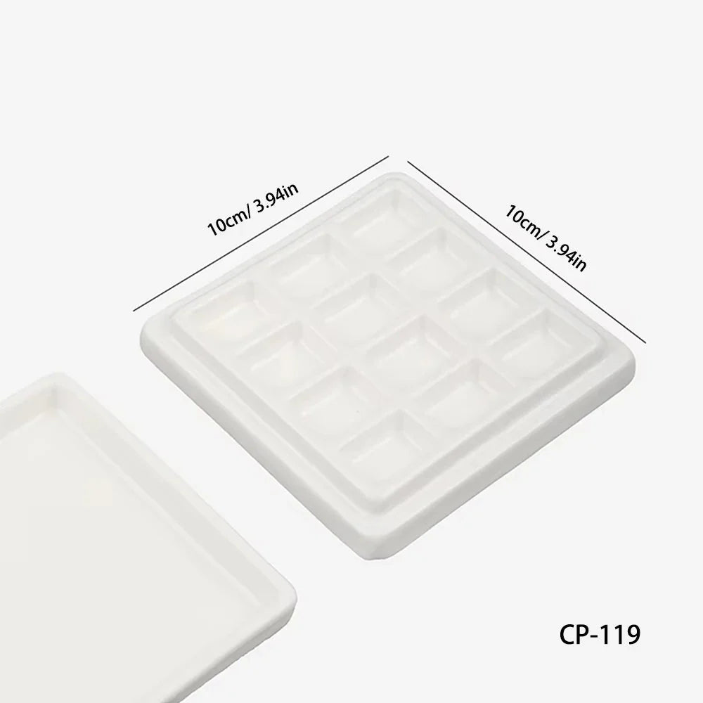 Artsecret 1 pc Simple White Ceramic Multi-Compartment Palette Pigment Mixing Palette Art Supplies Multiple Variants Available