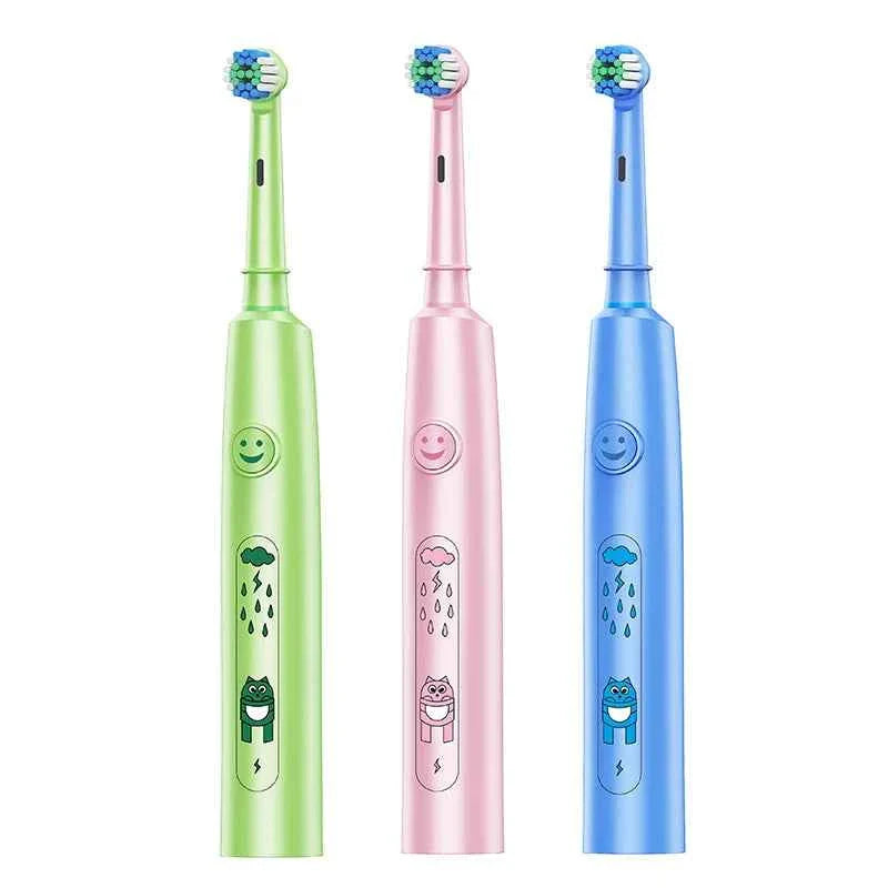 Kids Sonic Electric Toothbrush Child Cartoon Smart Round Head Rotating Electric Toothbrush Cleaning Soft Ultrasonic Tooth Brush