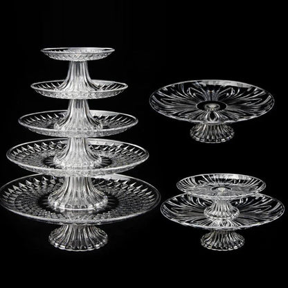 Acrylic Clear Serving Plates Fruit Dessert Salad Tray Cupcake Display Stand Round Dinner Plate Kitchen Supplies
