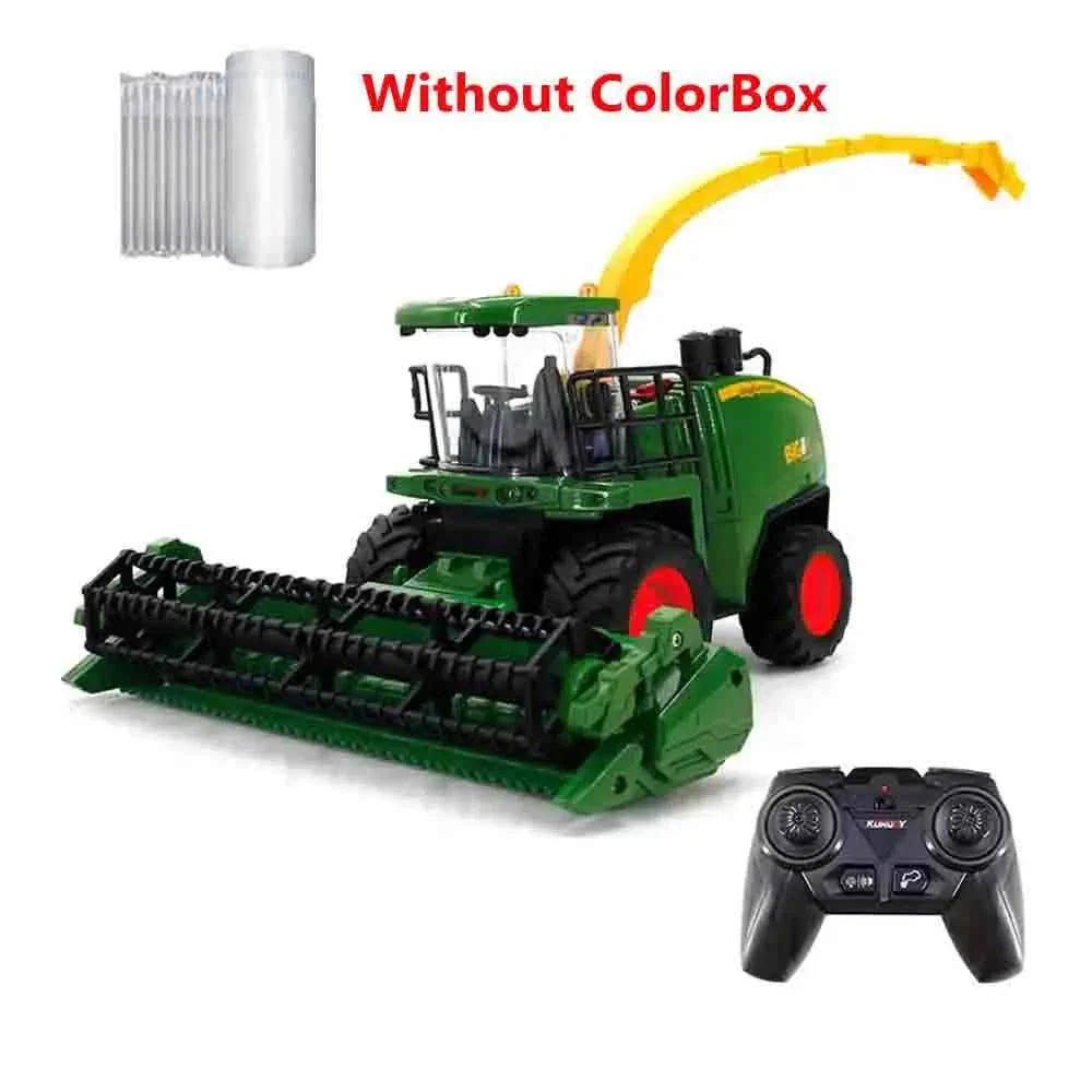 RC Farm Tractor Toy 2.4G Remote Control Combine Harvester Truck with Sounds Lights & Spray 1:24 High Simulation Toddlers Vehicle