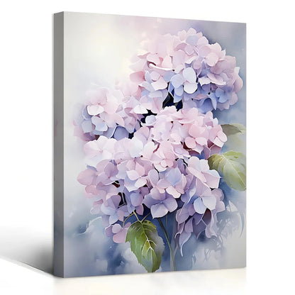 Hydrangea Floral Canvas Wall Art - Framed 11.8x15.7in Decor for Living Room, Bedroom, Kitchen, Office, Great Gift Idea