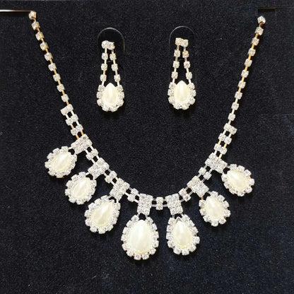 Luxurious Wedding Jewelry Sets for Bridal Bridesmaid Jewelery Drop Earring Necklace Austria Crystal Wholesale Gift