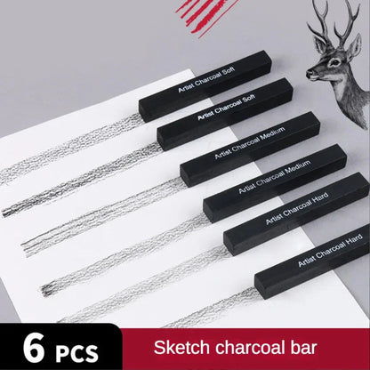 6pcs Set Square Sketch Carbon Stick Compressed Carbon Bar Drawing Carbon Pen Artist Drawing Carbon Bar Carbon Bar Art Supplies