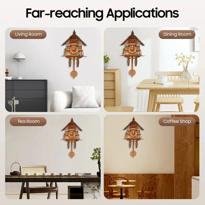 Wall Mount Clock Cuckoo Clock, Wood Cuckoo-Clock 7:00-21:00 Chime Time 25*10*50cm Pointers+Time Scales Display