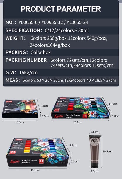 30ml Acrylic Paint for Wall Painting Waterproof And Sun Resistant Art Student Painting Materials Textile DIY Graffiti