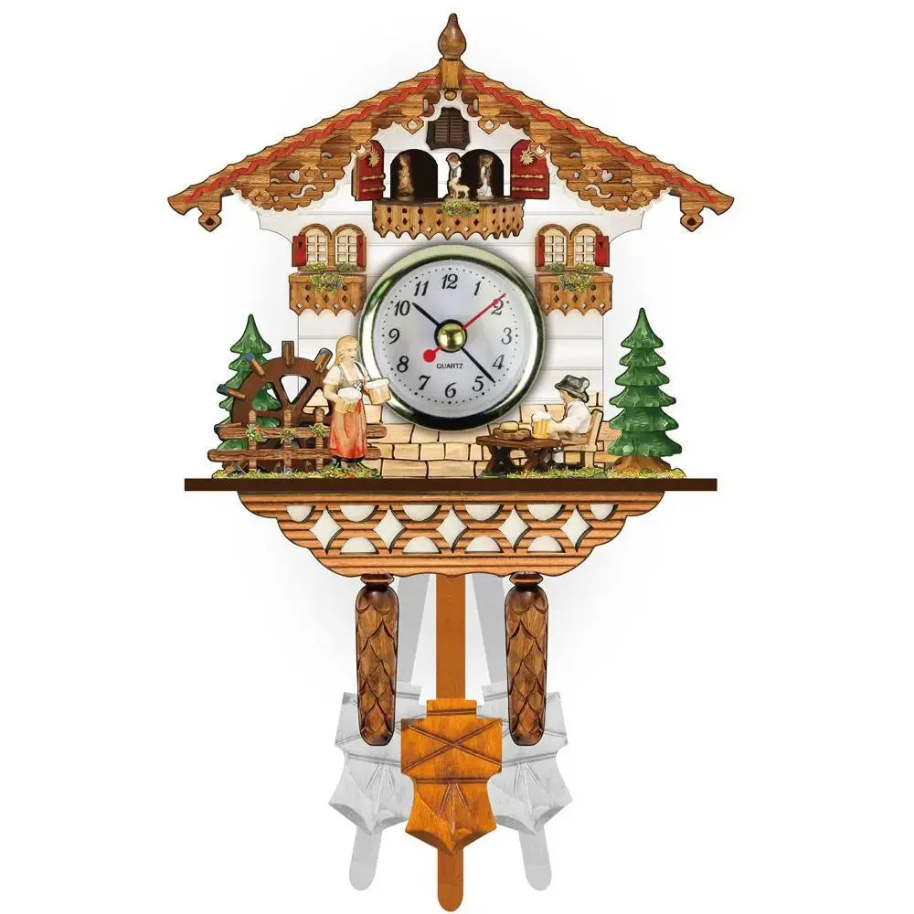 Forest Tower Wood Pendulum Vintage Clocks Vintage Silent Wood Wall Clock Wooden 3D Chiming 3D Chiming Clock Housewarming Gift