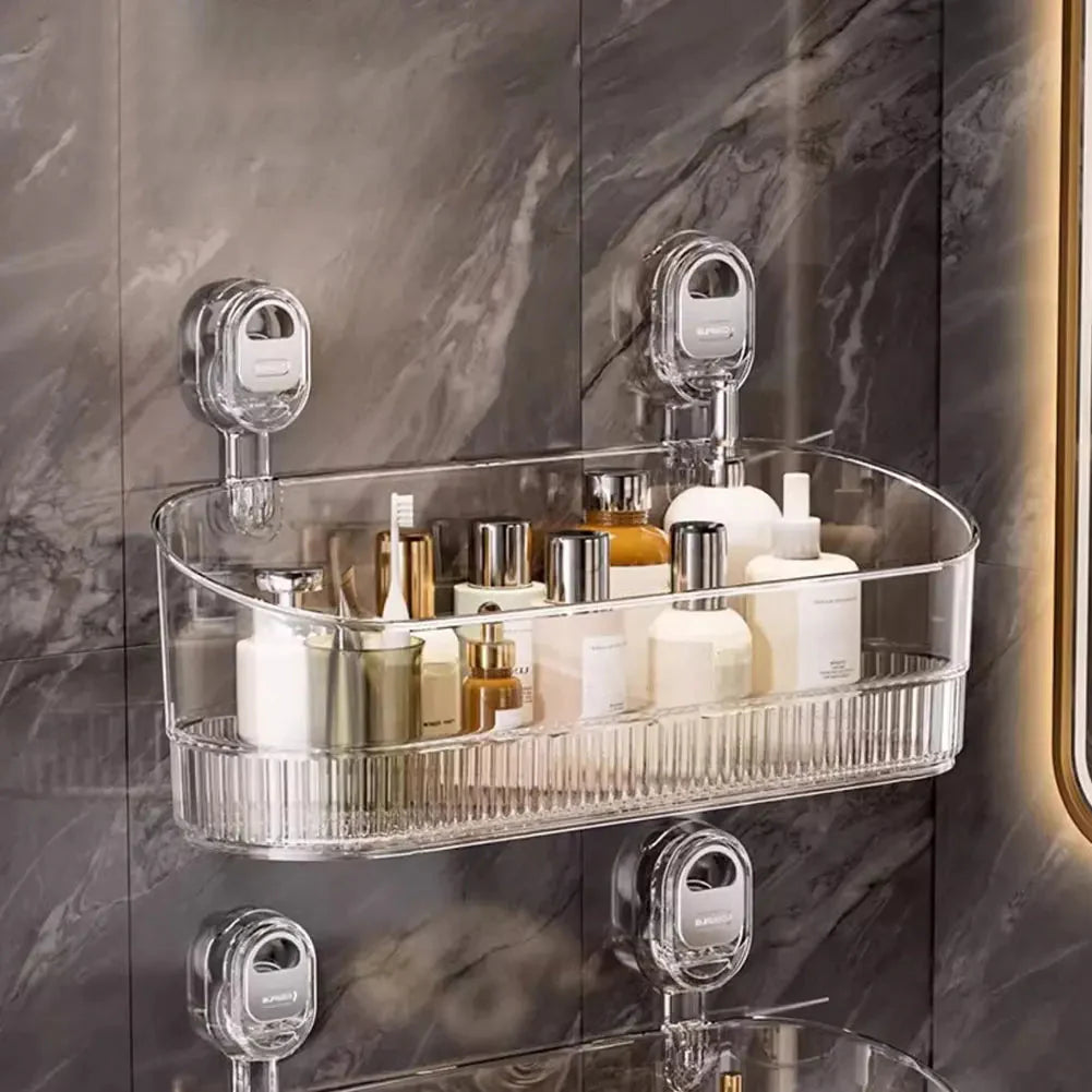 Hanging Shower Shelf Suction Storage Box Large Capacity & Strong Load-Bearing Removable Shower Basket Suction Cup for Bathroom