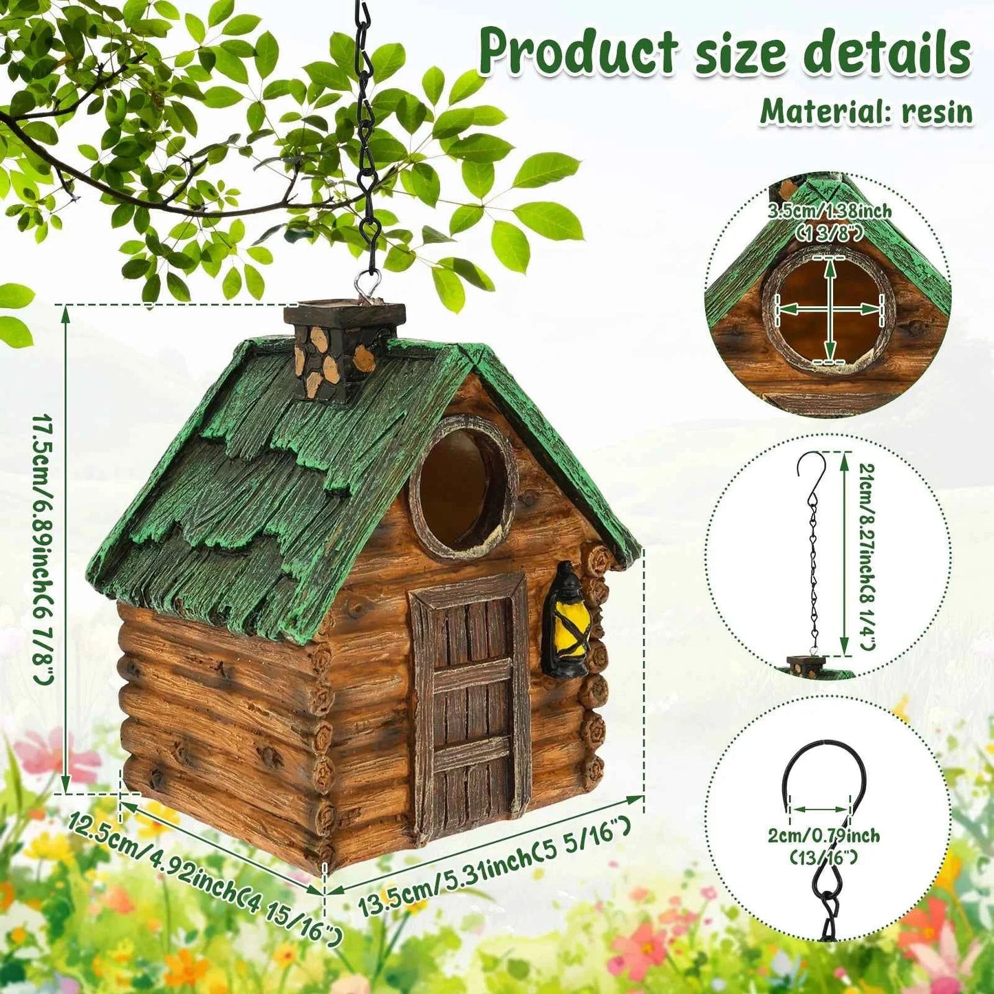 Outdoor Hanging Bird House Resin Waterproof Parrot Bird Nest Breeding Sleeping Box Garden Decoration Tree Hanging Birdhouse