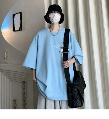 Men's Cotton T-shirts White 5XL Fashion Mens Oversized T Shirt Funny Print Summer Casual Wear Tee Shirts for Men Male Clothes