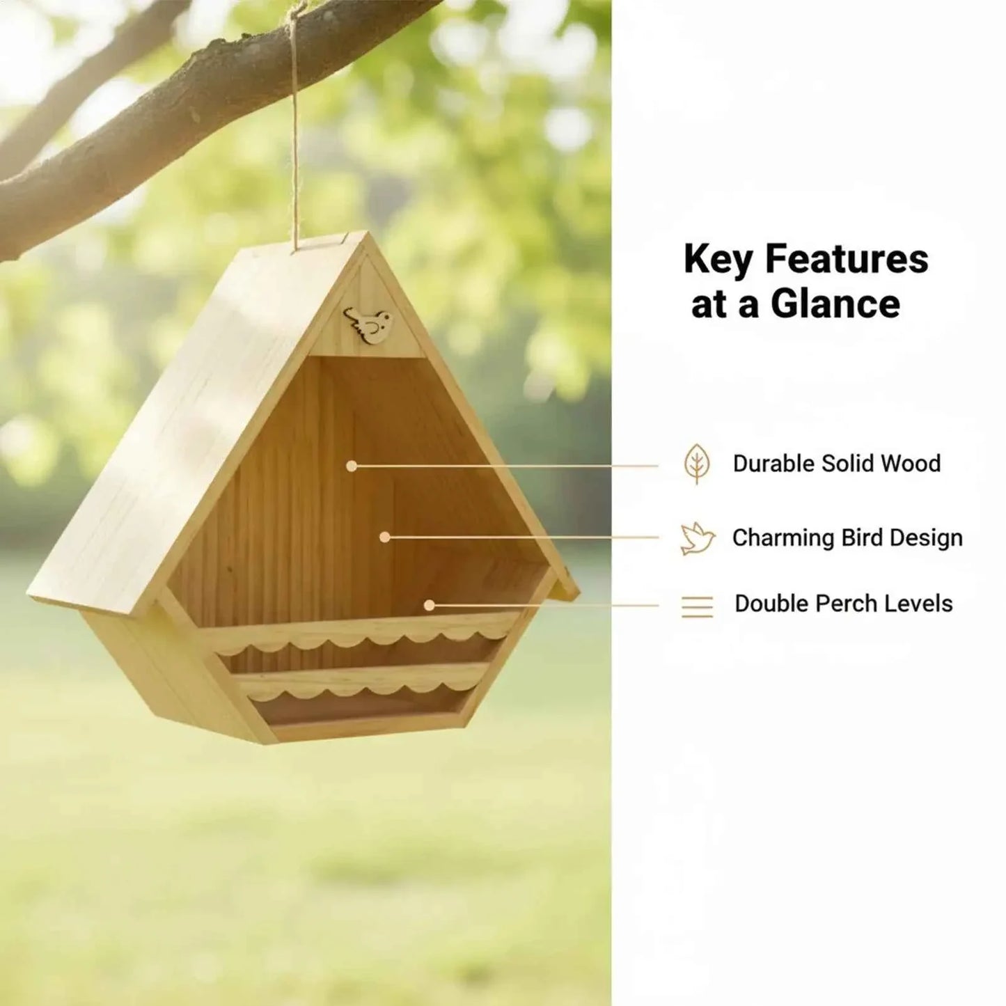 Bird House Wooden Finch Nesting Habitat Garden Wild Birds House for Sparrow Swallow Wren Chickadee Pigeon Outdoor Garden