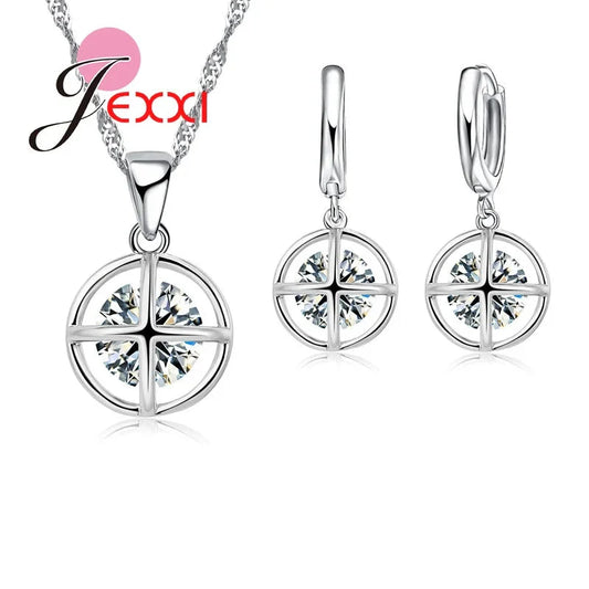 New Fashion Jewelry Set Chain Pendant Necklace & Earrings Genuine 925 Sterling Silver Jewelry Set Hot Sales