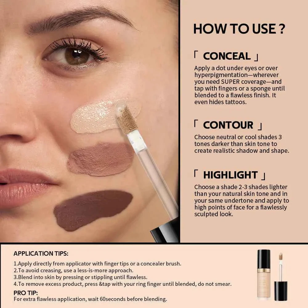 Lakerain Multi-purpose Concealer For Face Covers Freckles Even Skin Tone Moisturizing Long-lasting Sculpting Liquid Concealer
