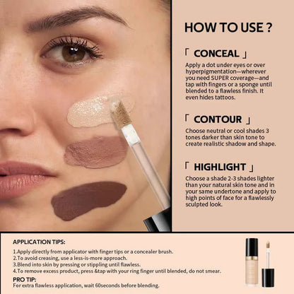 Lakerain Multi-purpose Concealer For Face Covers Freckles Even Skin Tone Moisturizing Long-lasting Sculpting Liquid Concealer