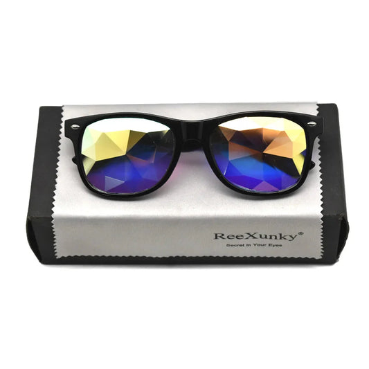 Classic Square Party Sunglasses Women Men Fashion EDM Light Diffraction Futuristic Rave Festival Sun Glasses Psychedelic Prism