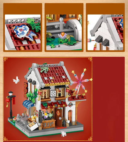 LOZ 1923 Street View Lantern Festival Pavilion Building Block Set
