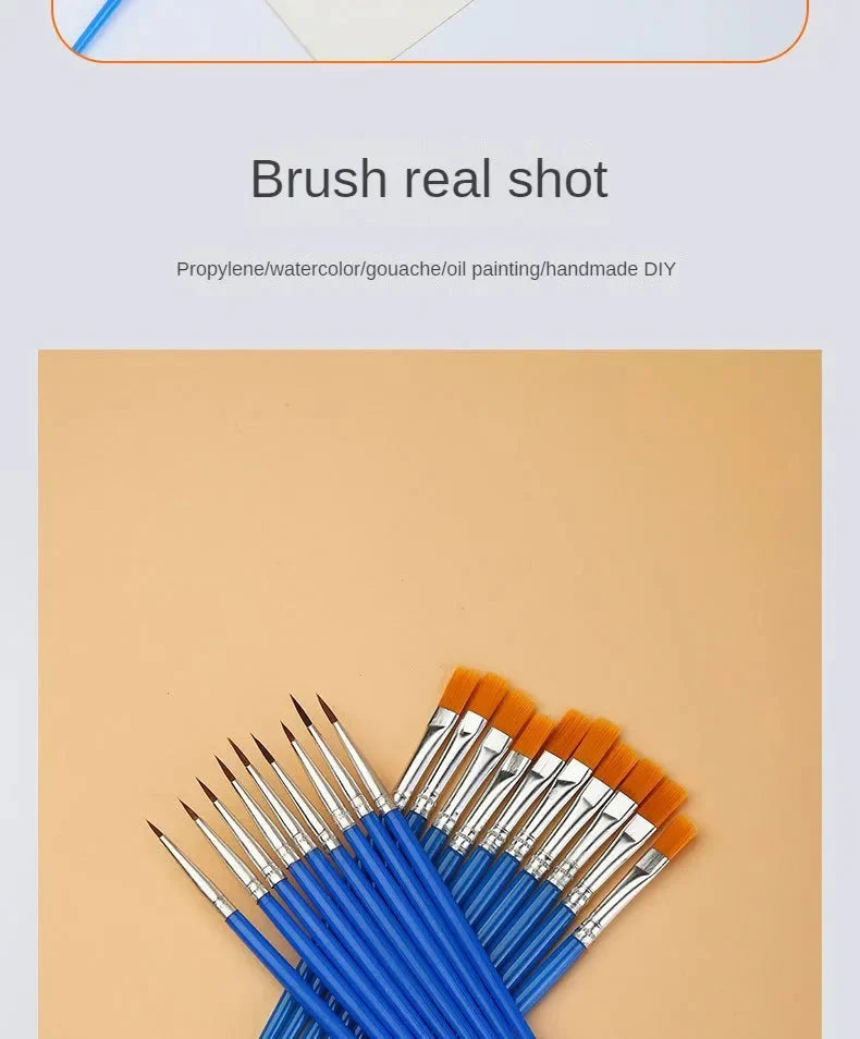 10/20/50Pcs Painting Brushes Set Art Round / Flat Brushs Nylon Hair Paint Brushes Pen for Oil Acrylic Watercolor Art Supplies