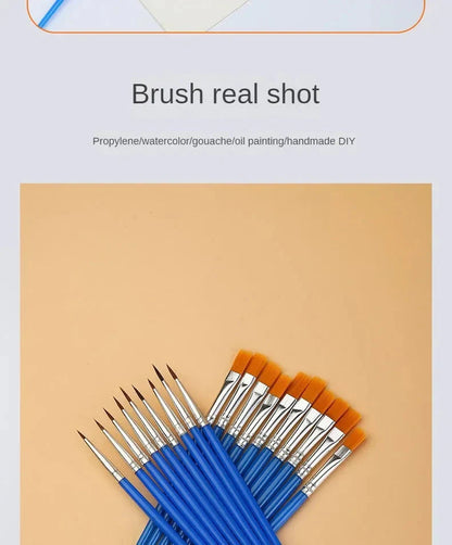 10/20/50Pcs Painting Brushes Set Art Round / Flat Brushs Nylon Hair Paint Brushes Pen for Oil Acrylic Watercolor Art Supplies