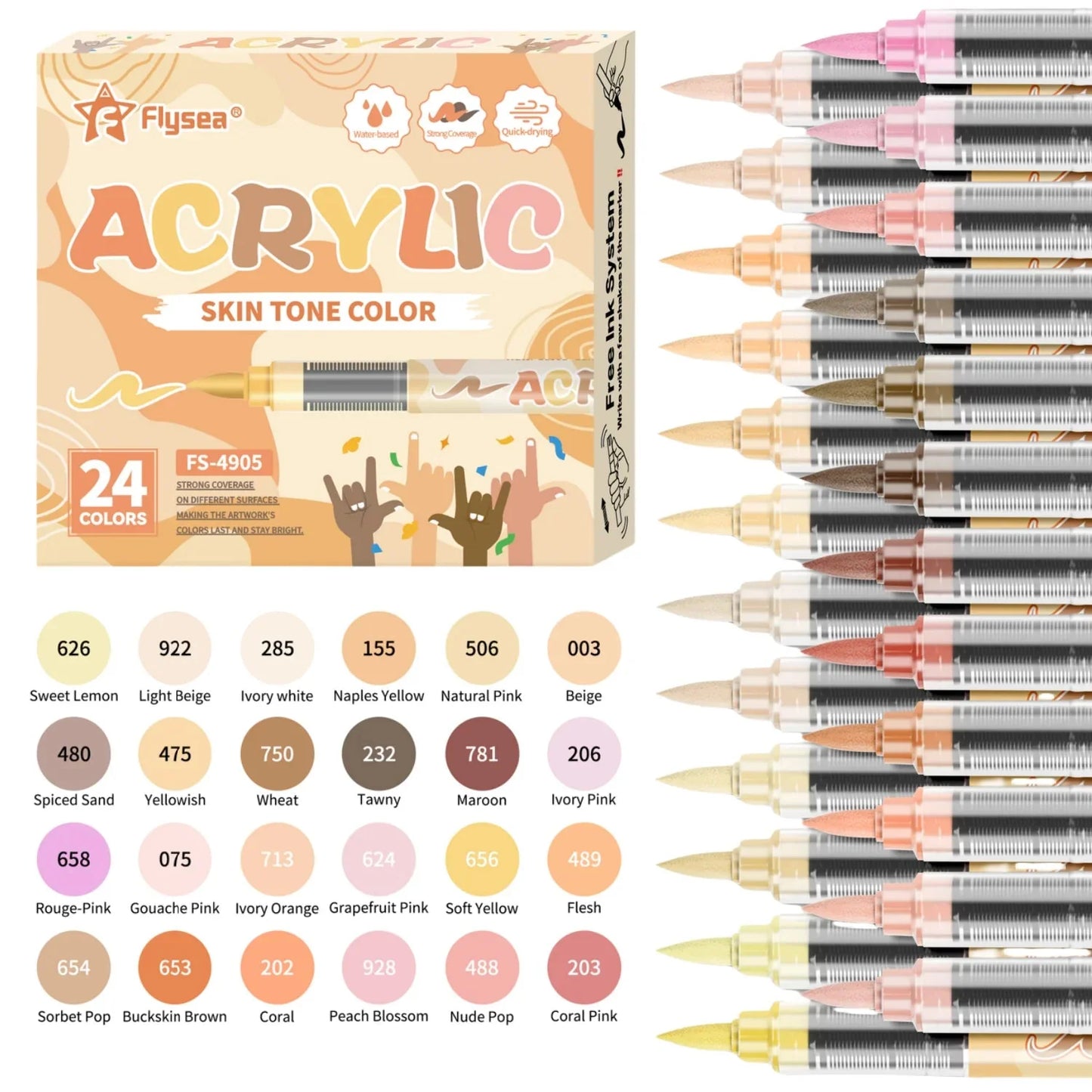 Skin Tones Art Markers,Soft Brush Tip Acrylic Paint Pens,Quick-Drying Waterproof for Sketching,Wood,Glass,Fabric,Rocks Painting